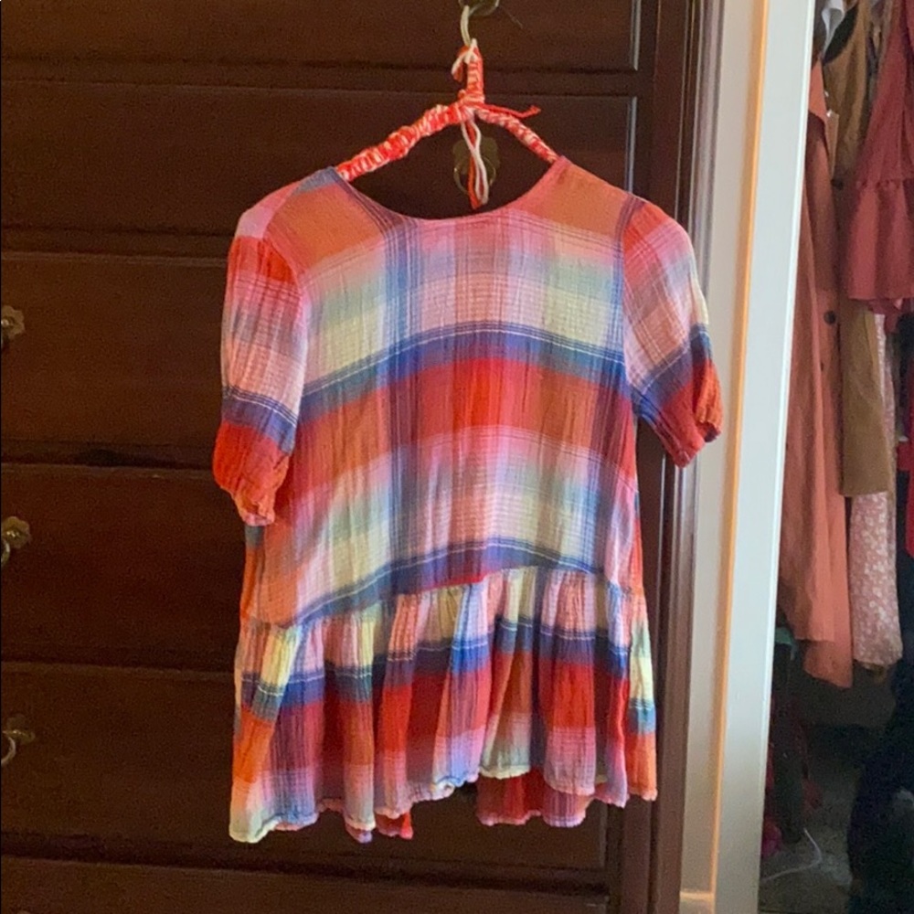 Plaid open tie-back Zara top